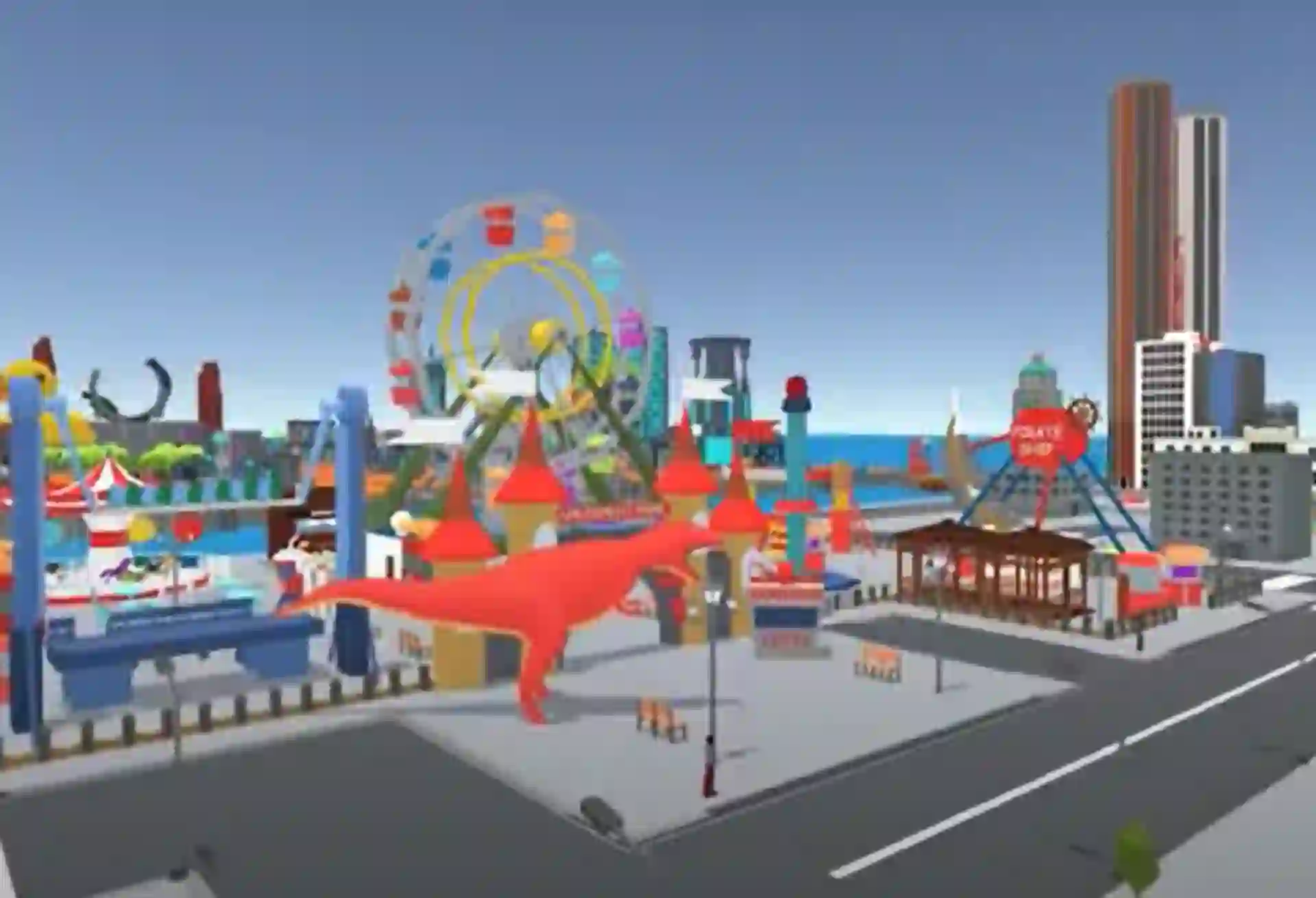 Szenerie aus der virtuellen Cloud-Umgebung, in der sich die Studierenden bewegen