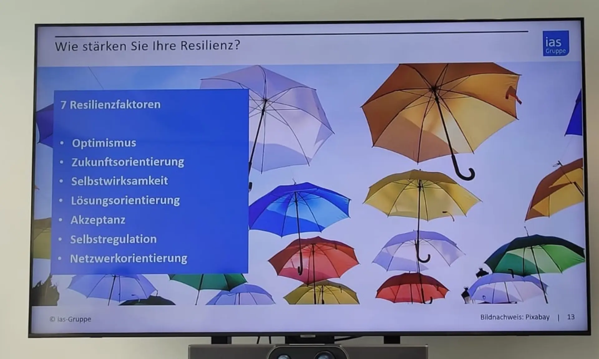 msg Roadshow - Folie aus dem Resilienzvortrag, die Resilienzfaktoren aufzeigt